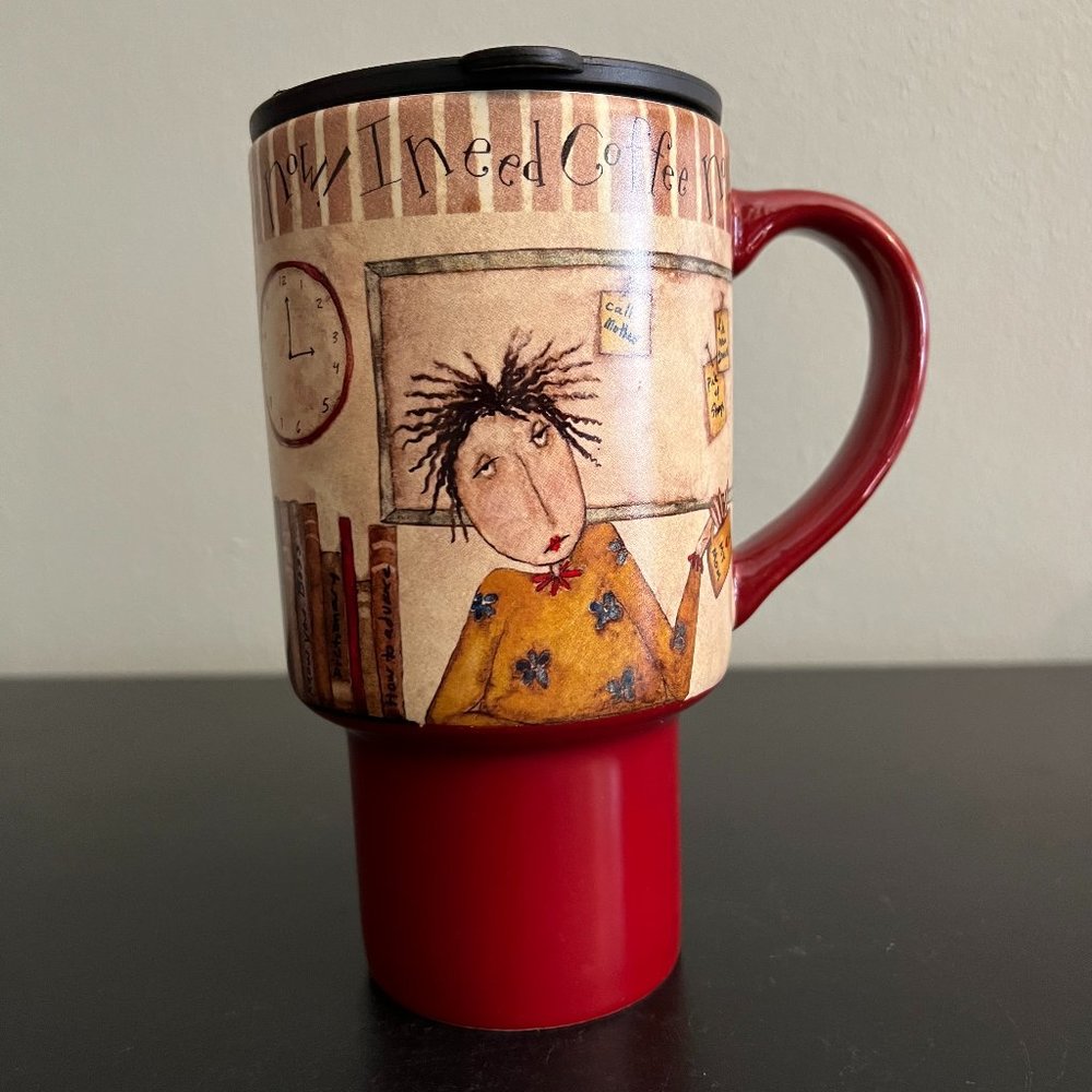 I Need Coffee Now! Tall Travel Mug by LANG w/ Art by Dan DiPaolo - Picture 2 of 8